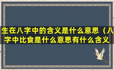 生在八字中的含义是什么意思（八字中比食是什么意思有什么含义 🐬 ）